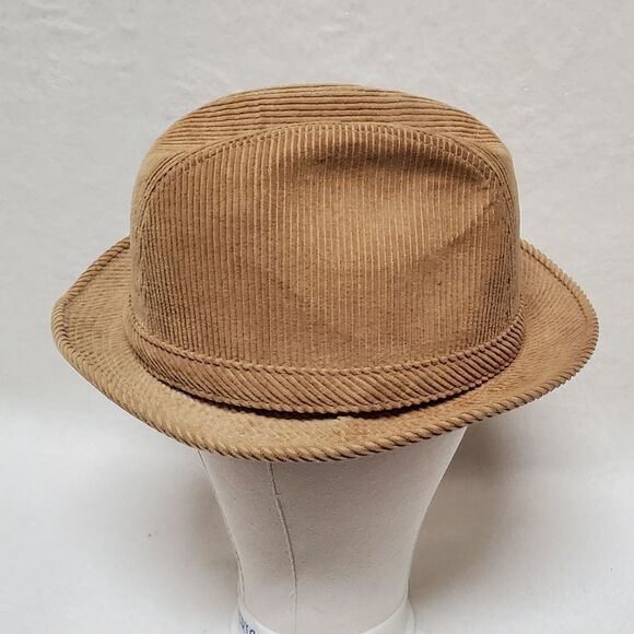 VINTAGE Beacon Hill Tan Corduroy Satin Lined Fedora Hat Extra Large - Picture 6 of 10